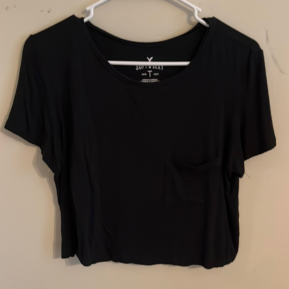 Black cropped tee shirt from American Eagle